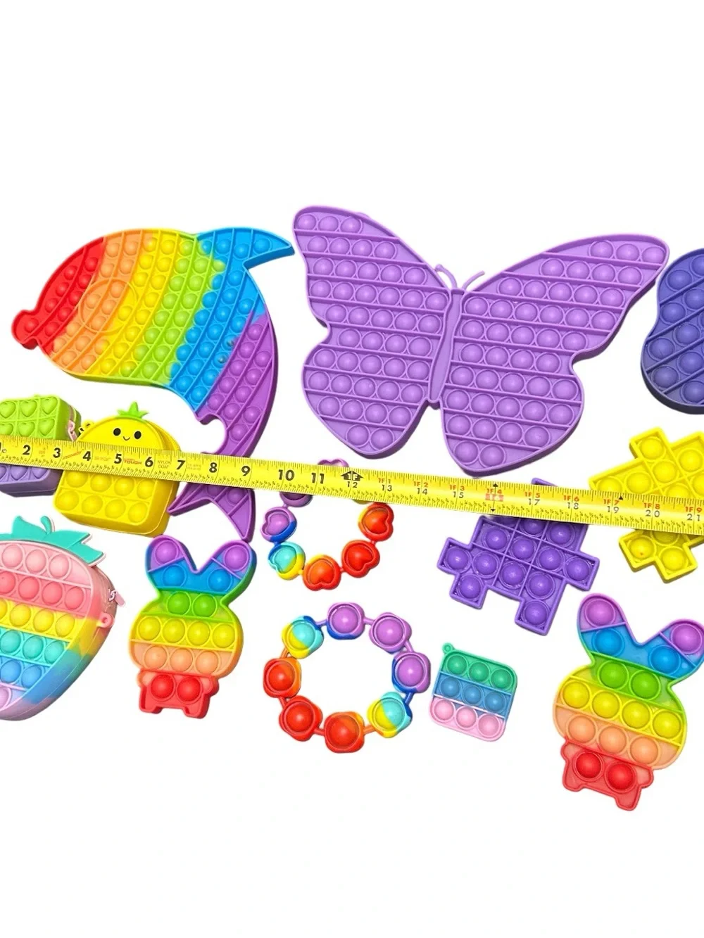Lot Of 13 Viral Fidget Pop It Toys Autism Anxiety Stress Relieving Bracelet Bags